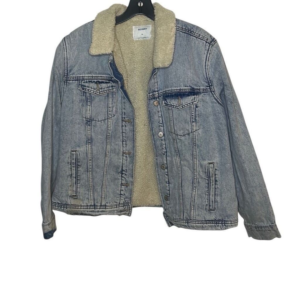 Old Navy Women’s Size XL Sherpa Lined Jean Jacket Blue Light Wash Denim Cozy